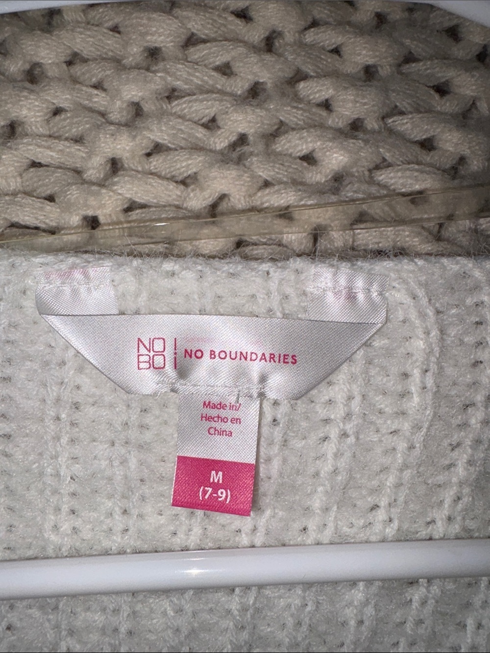 No Boundaries Cream Twisted V-Neck Sweater with Pearl Studs - Picture 2 of 3